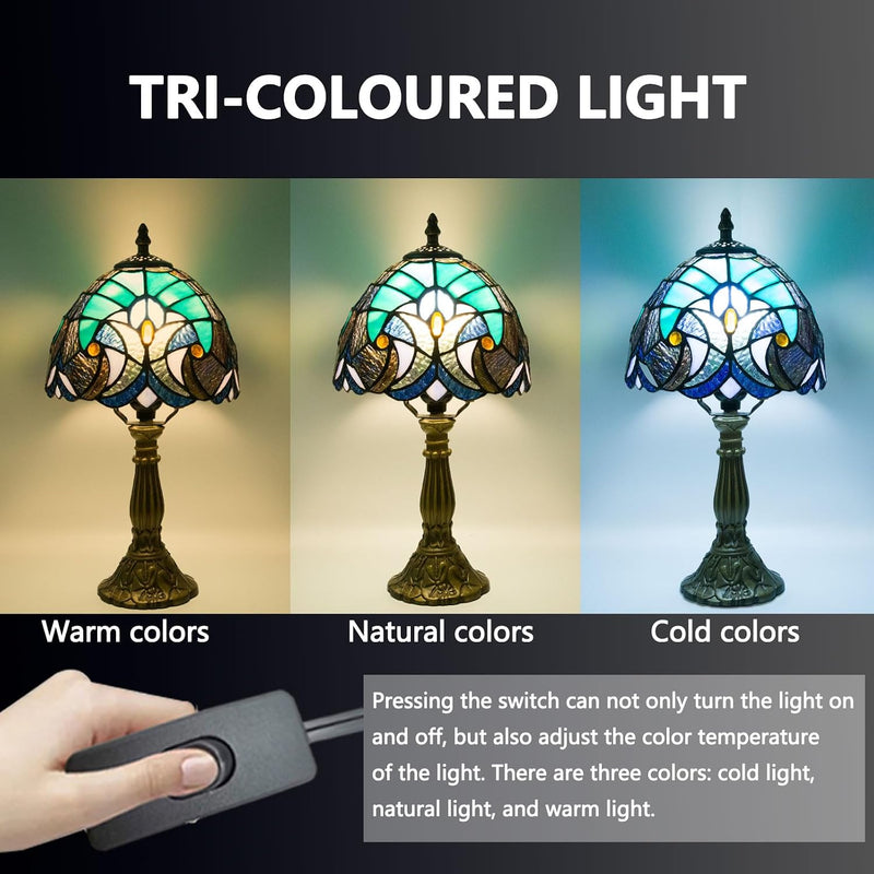 Tiffany Style Lamp Four Flowers 3 Colour Temperatures