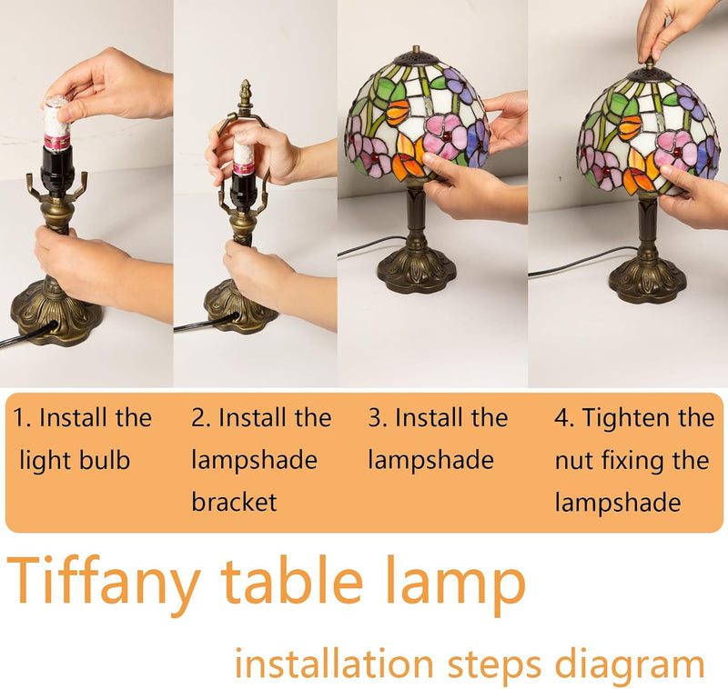 Small Tiffany Style Lamp Stained Glass Table