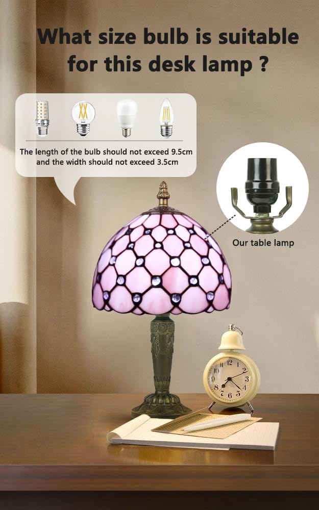 Small Tiffany Style Table Lamp 3 Colour Temperatures