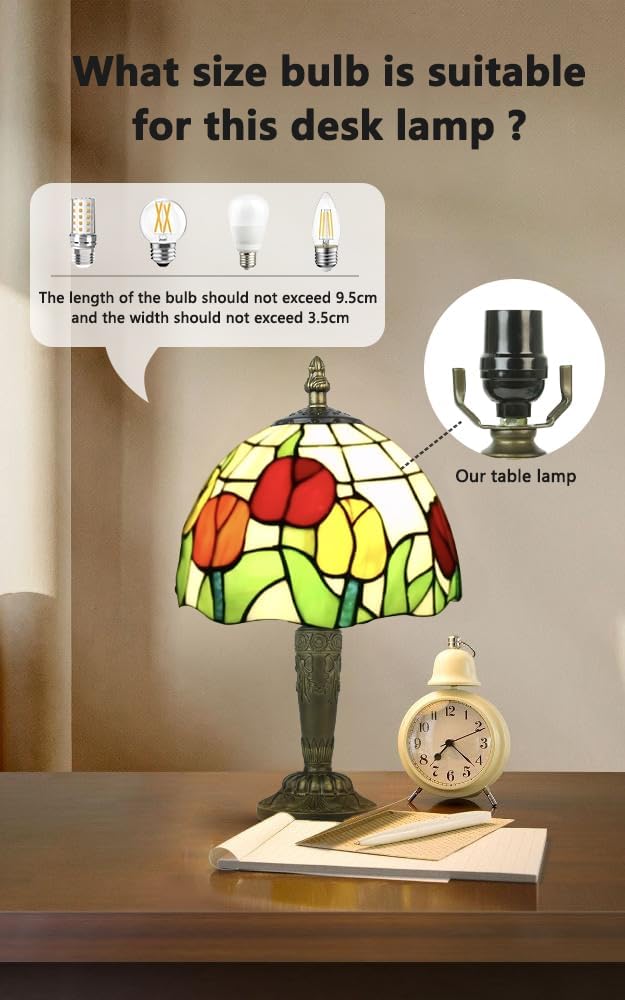 Small Tiffany Style Table Lamp 3 Colour Temperatures