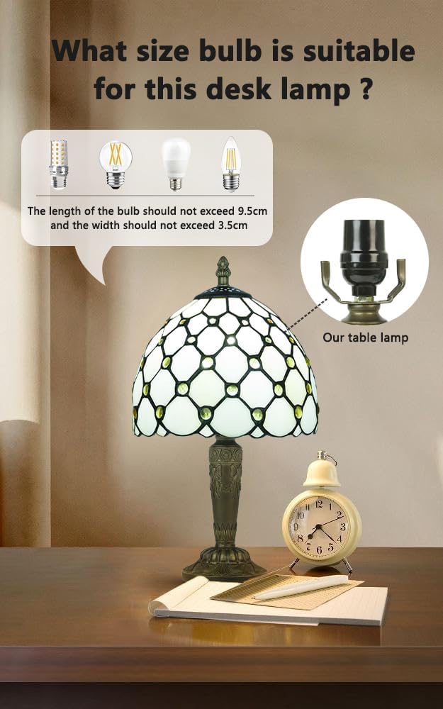 Small Tiffany Style Table Lamp 3 Colour Temperatures