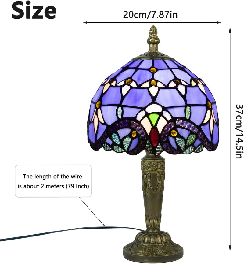 Small Tiffany Style Table Lamp 3 Colour Temperatures