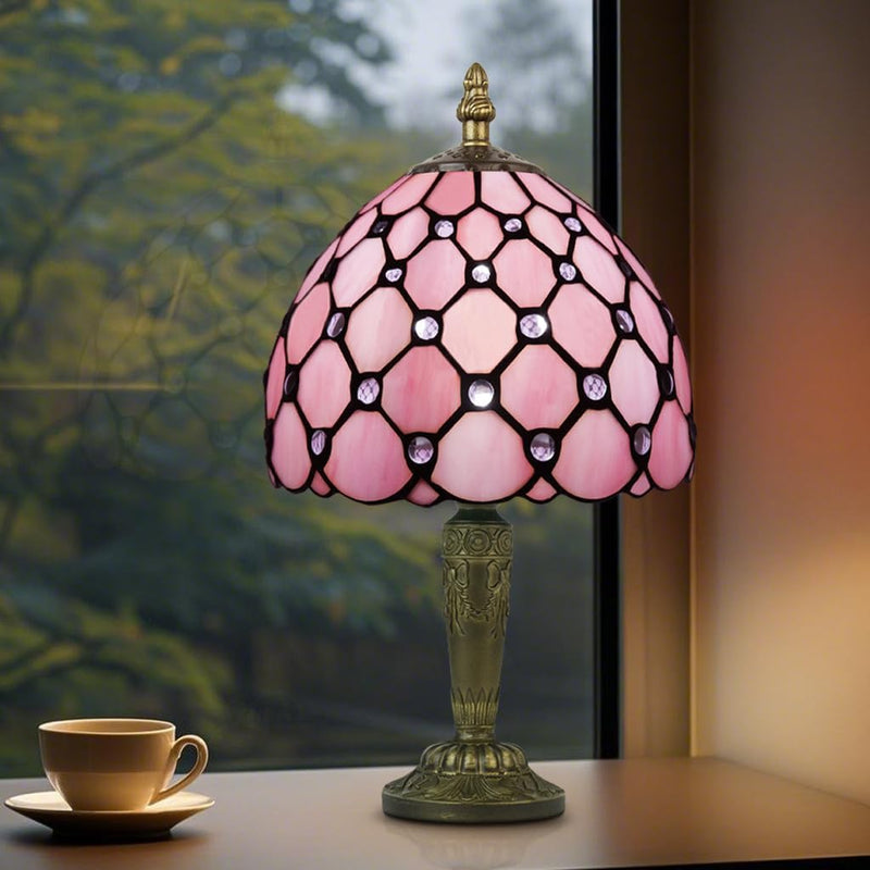 Small Tiffany Style Table Lamp 3 Colour Temperatures