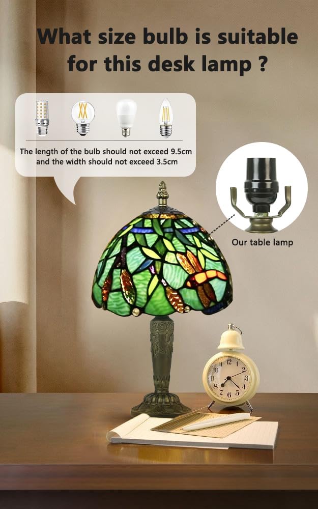 Small Tiffany Style Table Lamp 3 Colour Temperatures