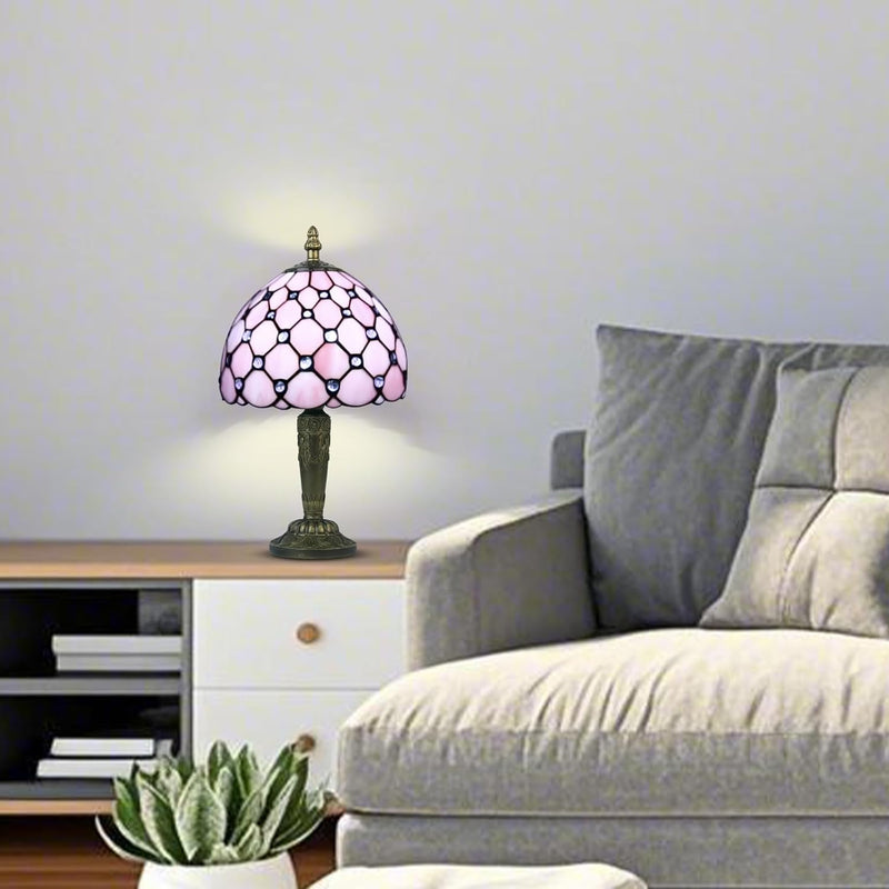 Small Tiffany Style Table Lamp 3 Colour Temperatures