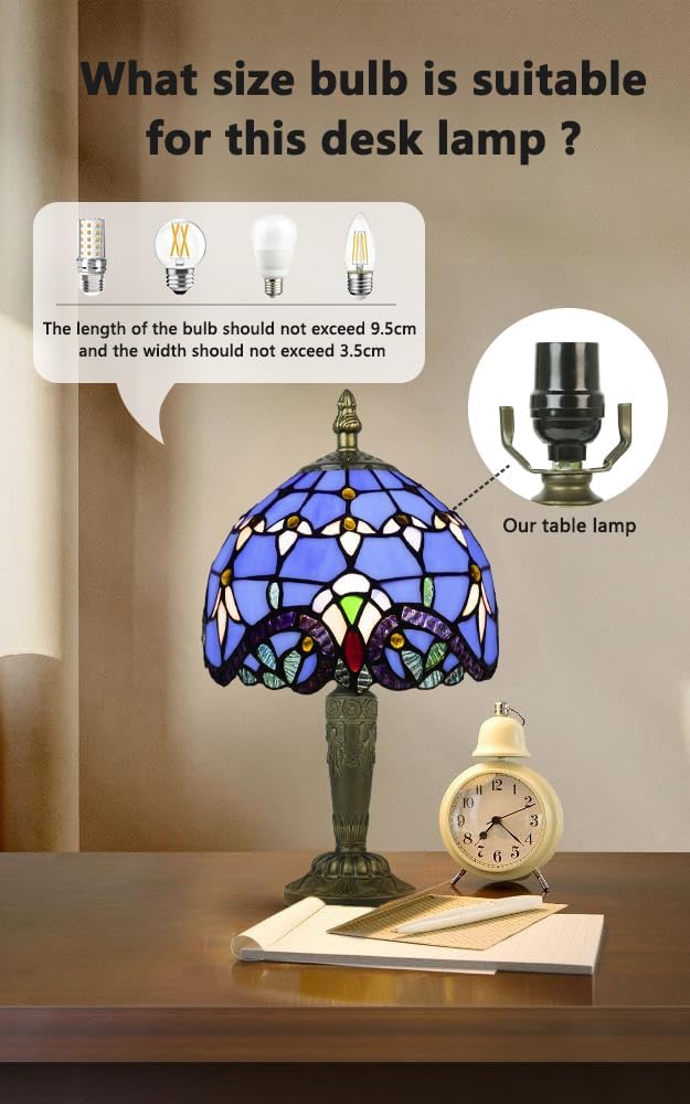 Small Tiffany Style Table Lamp 3 Colour Temperatures