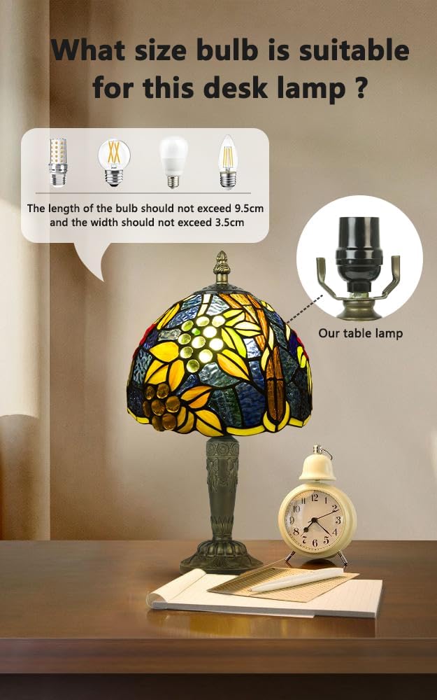 Small Tiffany Style Table Lamp 3 Colour Temperatures