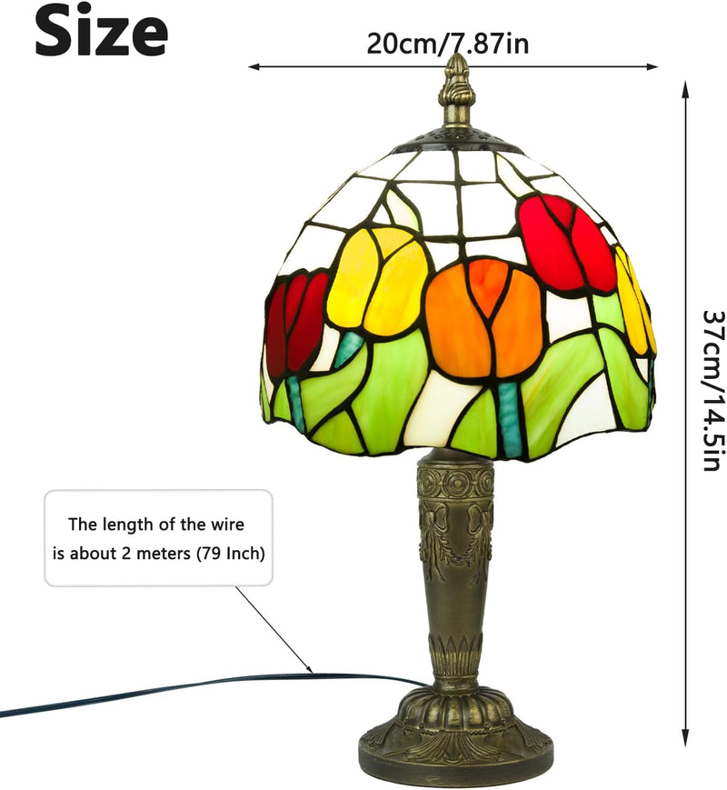 Small Tiffany Style Table Lamp 3 Colour Temperatures