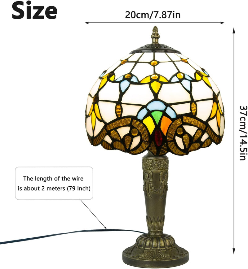 Small Tiffany Style Table Lamp 3 Colour Temperatures