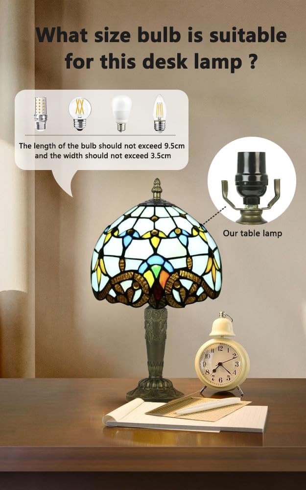 Small Tiffany Style Table Lamp 3 Colour Temperatures