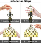 Small Tiffany Style Table Lamp 3 Colour Temperatures