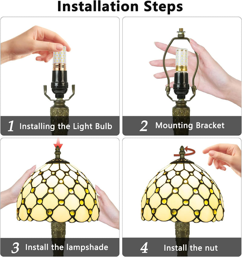 Small Tiffany Style Table Lamp 3 Colour Temperatures