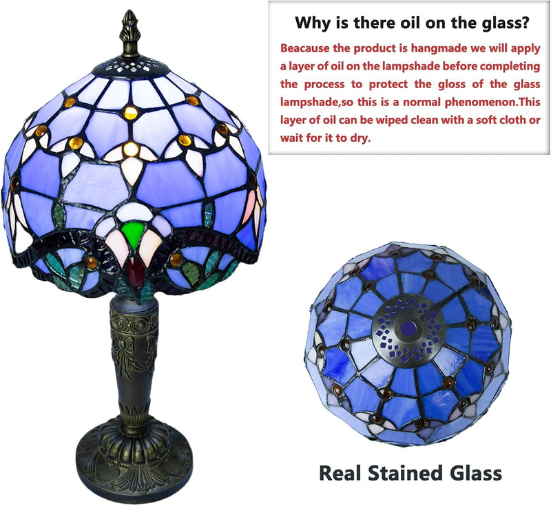 Small Tiffany Style Table Lamp 3 Colour Temperatures
