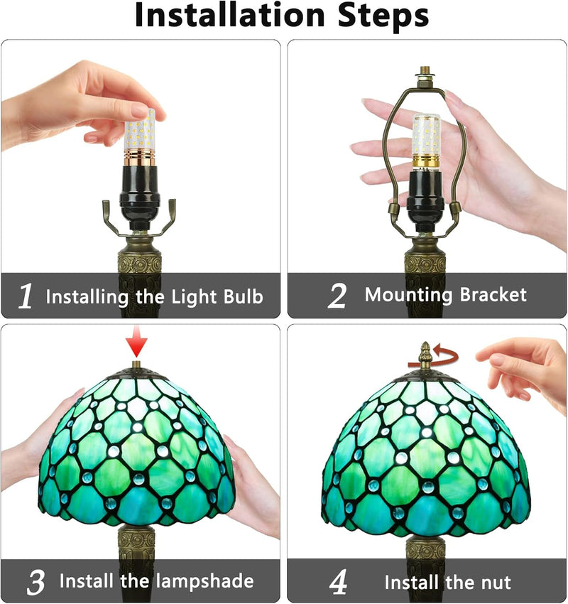 Small Tiffany Style Table Lamp 3 Colour Temperatures