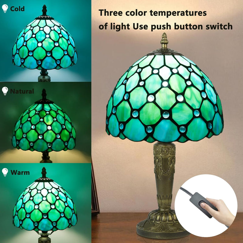 Small Tiffany Style Table Lamp 3 Colour Temperatures