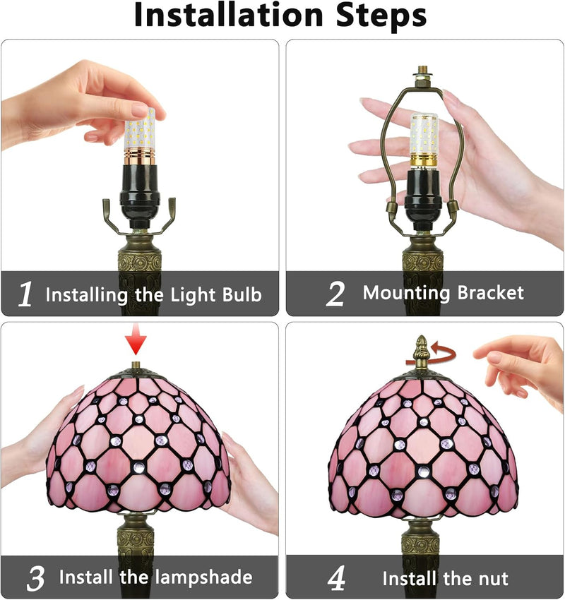 Small Tiffany Style Table Lamp 3 Colour Temperatures