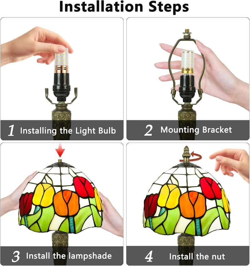 Small Tiffany Style Table Lamp 3 Colour Temperatures