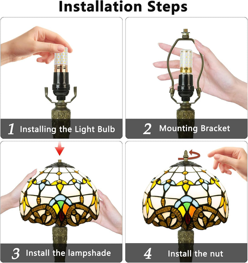 Small Tiffany Style Table Lamp 3 Colour Temperatures