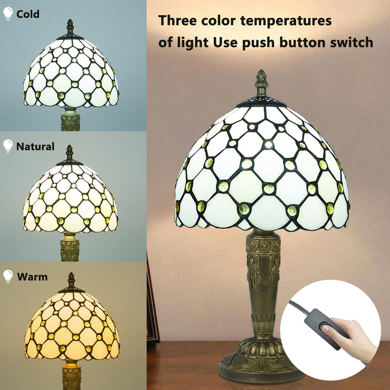 Small Tiffany Style Table Lamp 3 Colour Temperatures