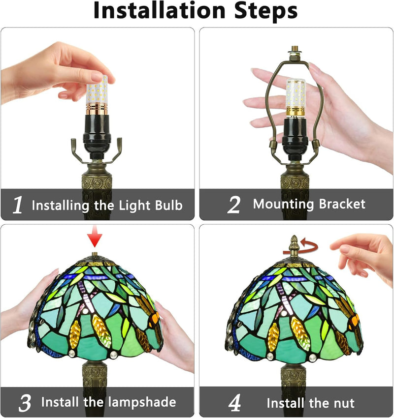 Small Tiffany Style Table Lamp 3 Colour Temperatures