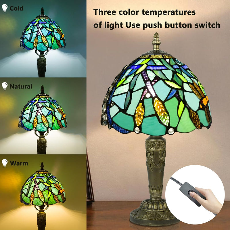 Small Tiffany Style Table Lamp 3 Colour Temperatures