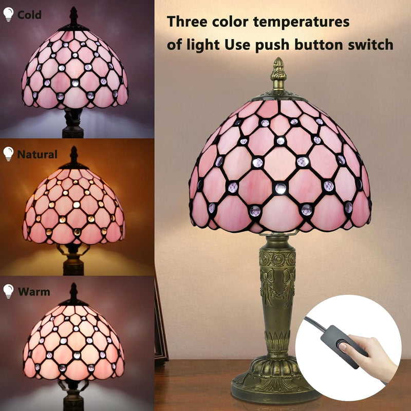 Small Tiffany Style Table Lamp 3 Colour Temperatures