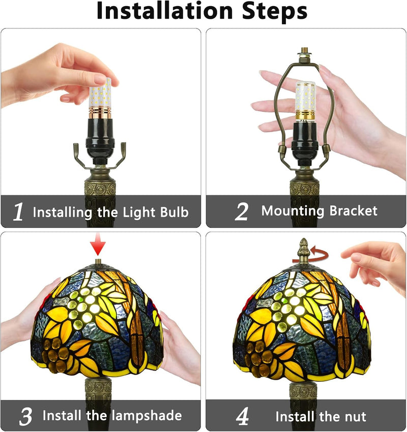 Small Tiffany Style Table Lamp 3 Colour Temperatures