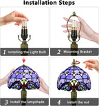 Small Tiffany Style Table Lamp 3 Colour Temperatures