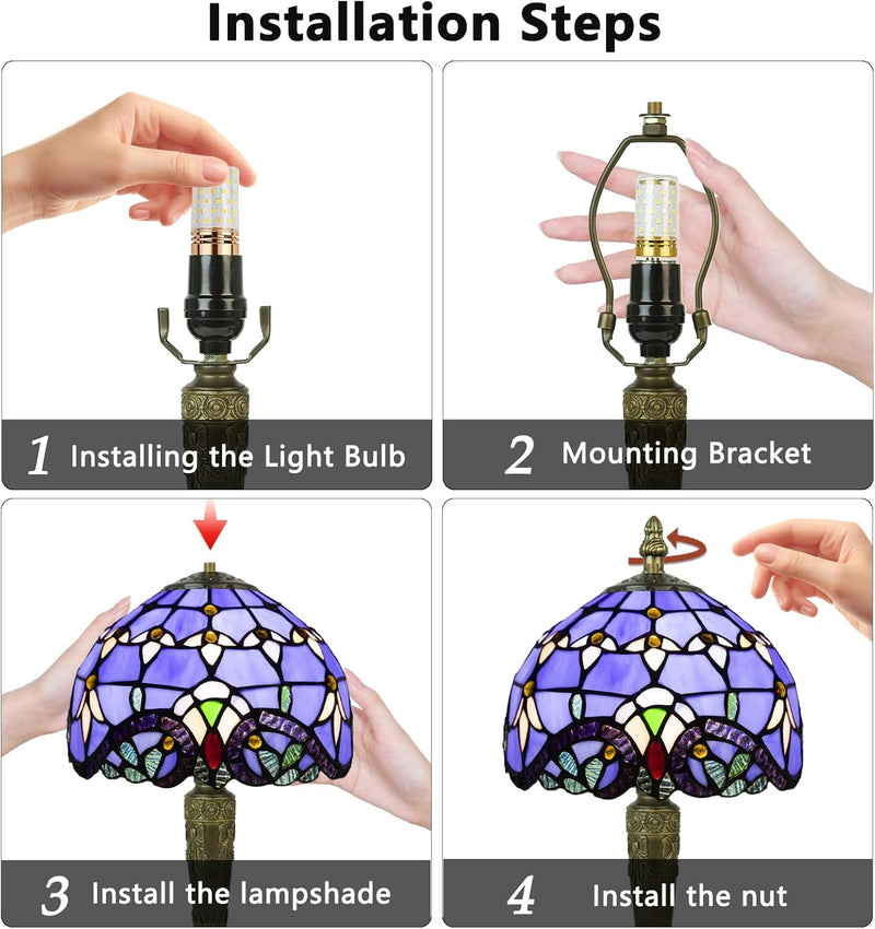 Small Tiffany Style Table Lamp 3 Colour Temperatures