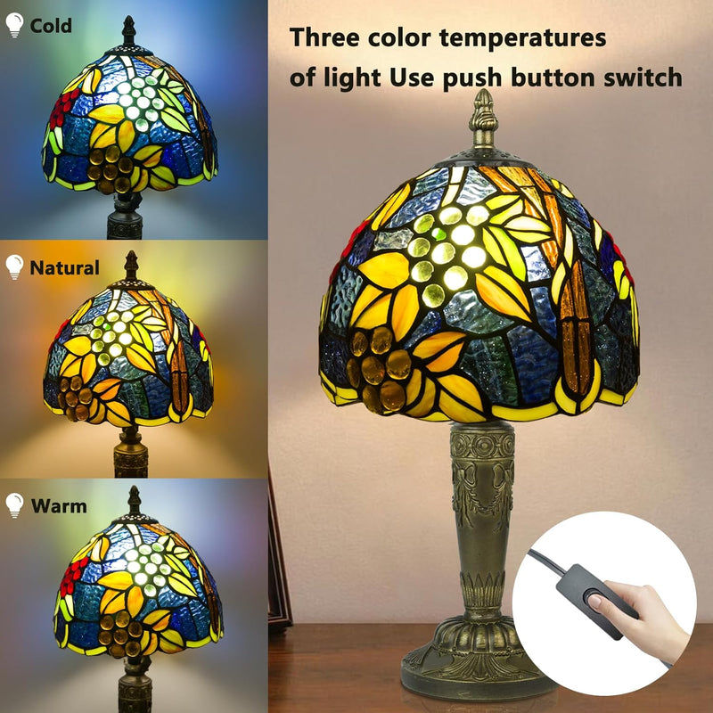 Small Tiffany Style Table Lamp 3 Colour Temperatures