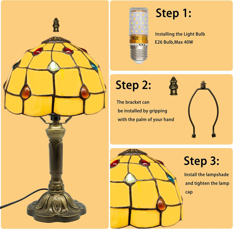 Small Tiffany Table Lamp 8 Inch Mushroom Style