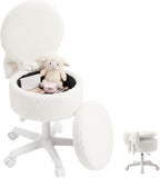 Small Vanity Chair with Wheels 9L Hidden Storage