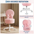 Small Vanity Chair with Wheels 9L Hidden Storage