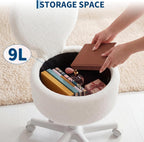Small Vanity Chair with Wheels 9L Hidden Storage