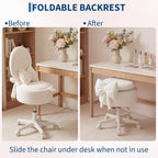 Small Vanity Chair with Wheels 9L Hidden Storage