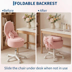 Small Vanity Chair with Wheels 9L Hidden Storage