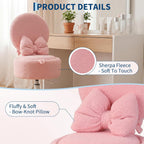 Small Vanity Chair with Wheels 9L Hidden Storage