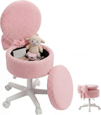 Small Vanity Chair with Wheels 9L Hidden Storage