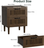 Smart Fende Fluted Nightstand with 2 Drawers Bedside