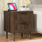 Smart Fende Fluted Nightstand with 2 Drawers Bedside