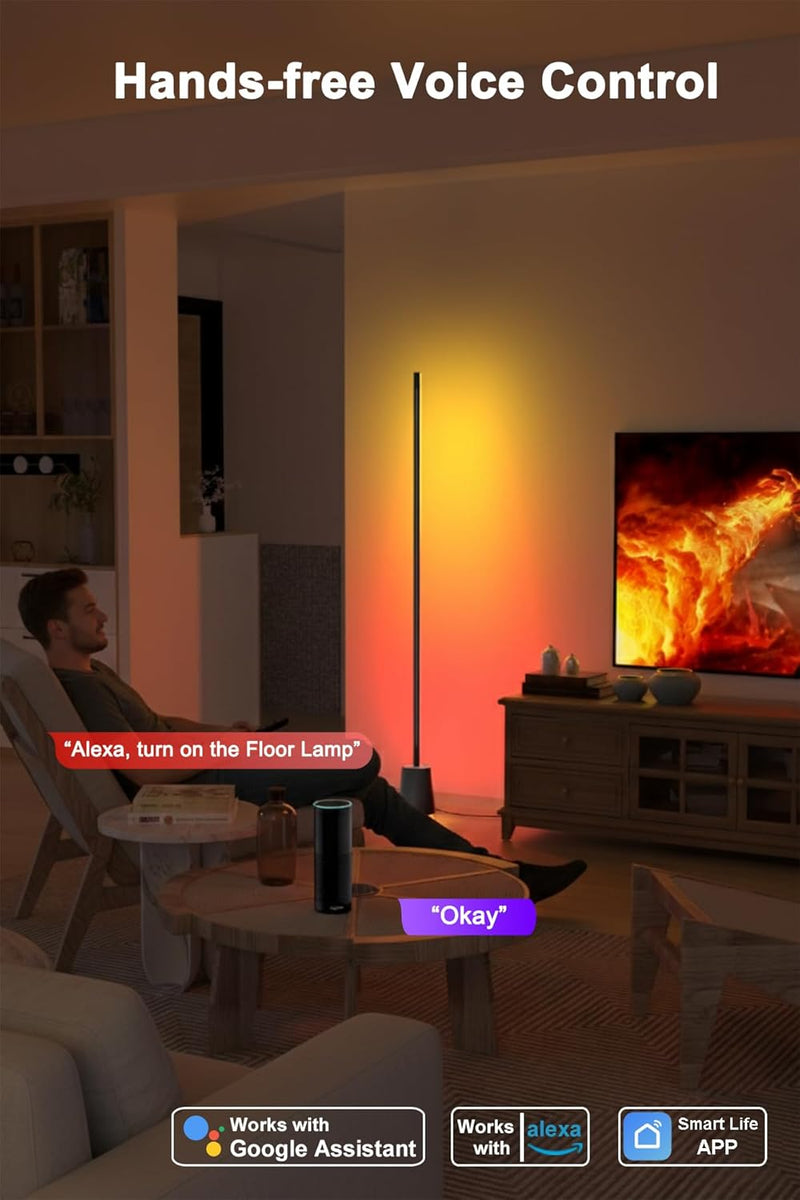 LED Floor Lamp with Speaker Noise Rgbwwic Standing