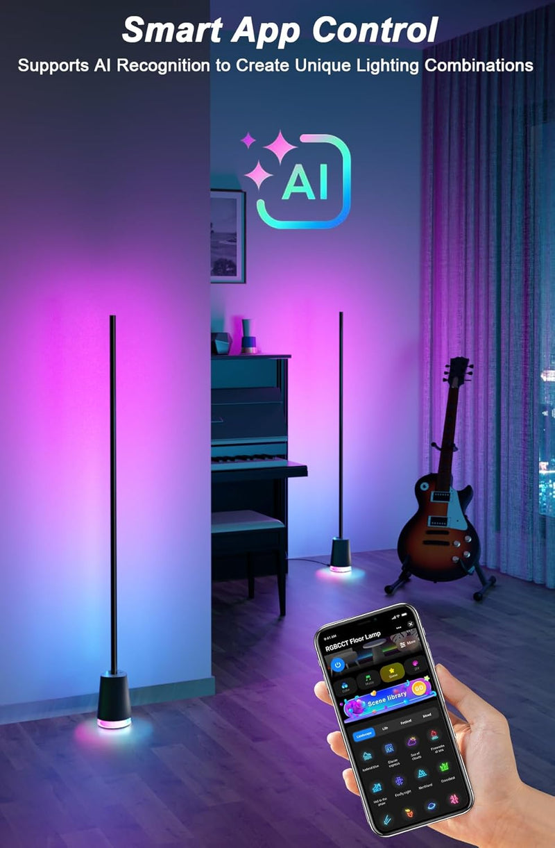 LED Floor Lamp with Speaker Noise Rgbwwic Standing