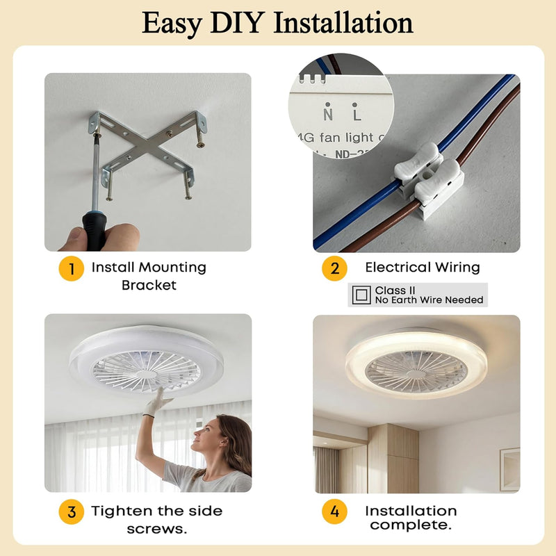 Smart RGB Ceiling Fans with Lights App Remote