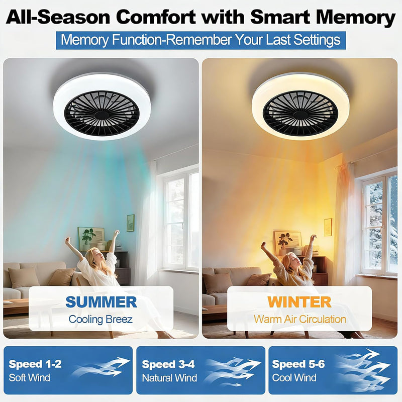 Smart RGB Ceiling Fans with Lights App Remote