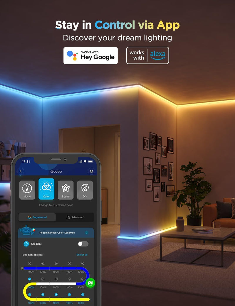 Smart Rgbic LED Strip Lights 5m with Covers