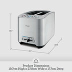 Smart Toast 2-Slice Toaster Wide Slots Brushed Aluminium