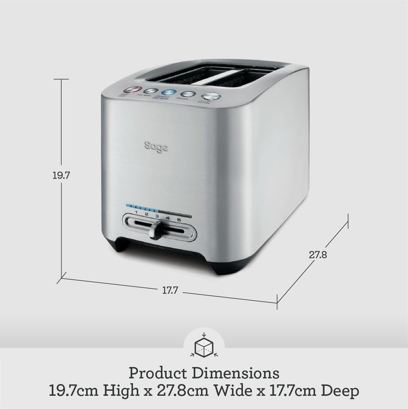 Smart Toast 2-Slice Toaster Wide Slots Brushed Aluminium