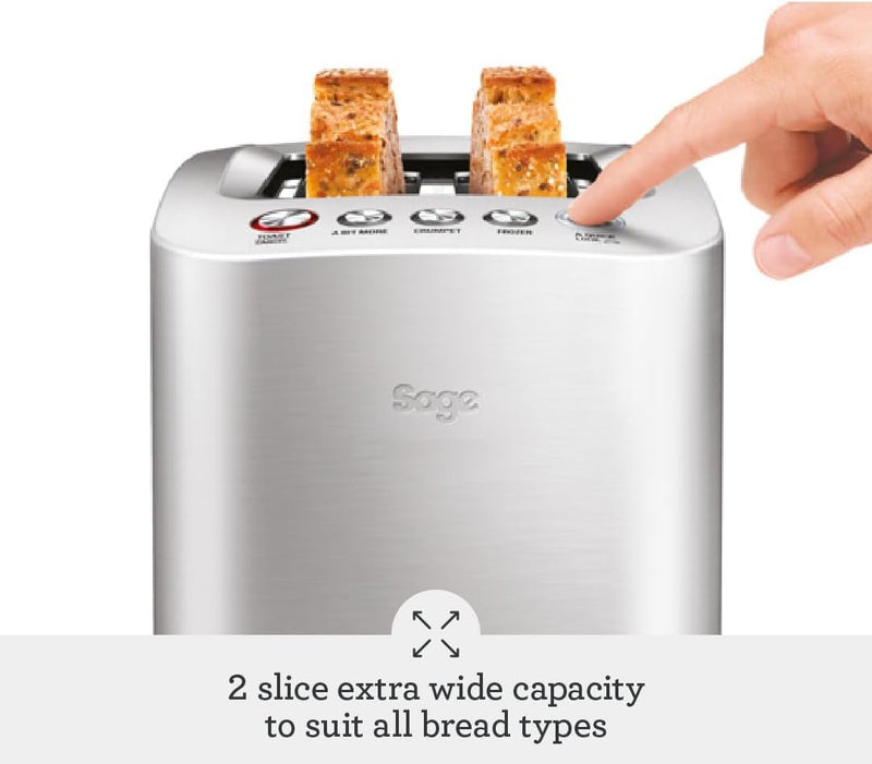 Smart Toast 2-Slice Toaster Wide Slots Brushed Aluminium