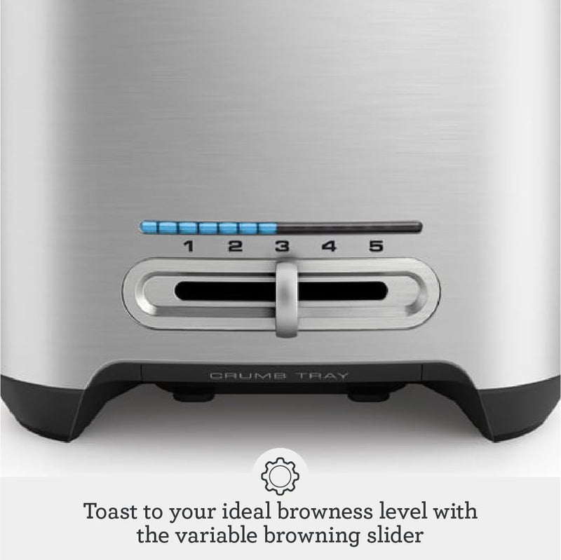 Smart Toast 2-Slice Toaster Wide Slots Brushed Aluminium