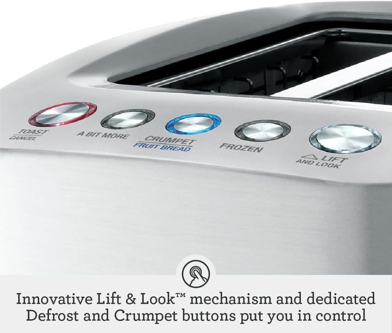 Smart Toast 2-Slice Toaster Wide Slots Brushed Aluminium